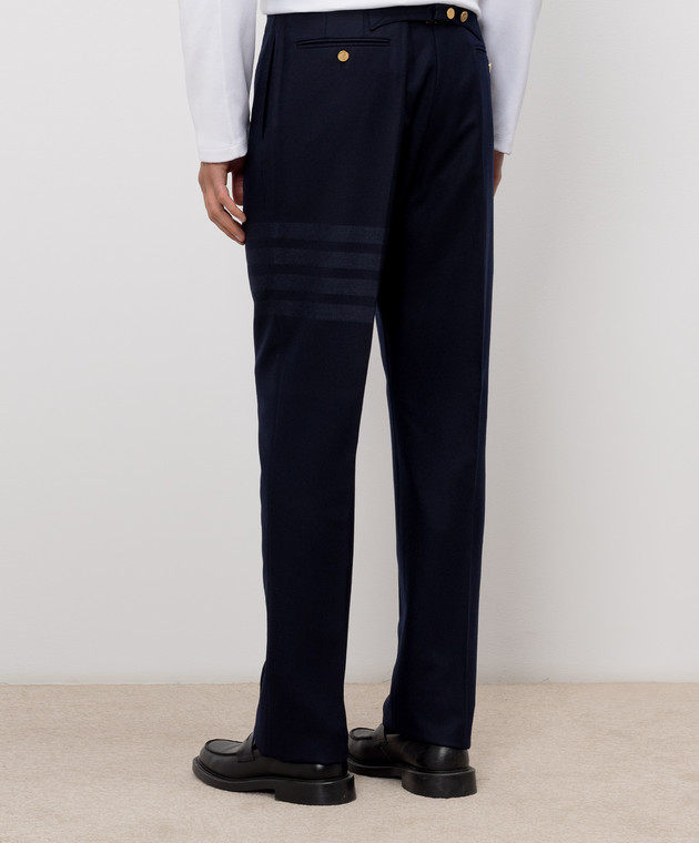 Thom Browne Синие брюки из шерсти и кашемира MTC001A06393 изображение 4