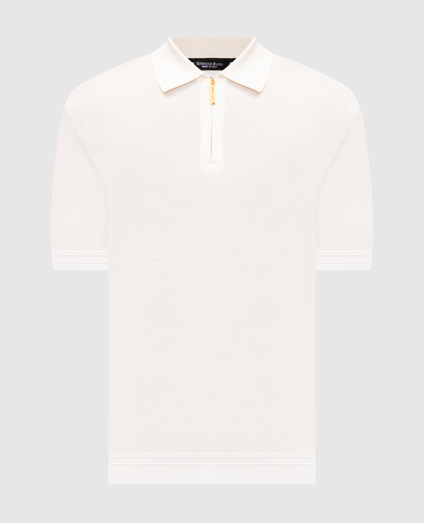 Белое поло из шелка с вышивкой логотипа монограммы