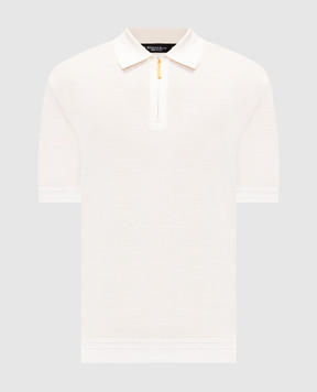 Stefano Ricci Біле поло із шовку з вишивкою монограми логотипа K616215P31F26101