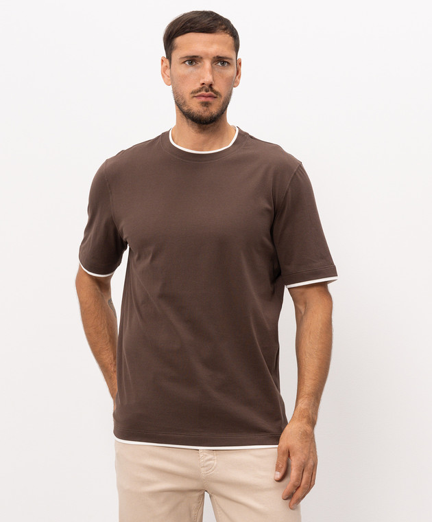 Brunello Cucinelli Коричнева футболка M0B137427 зображення 3