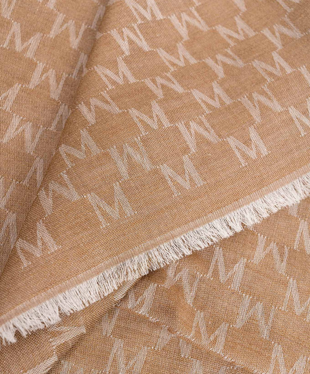 Max Mara Коричневий шарф PANIERE з вовною та шовком MXAPANIERE зображення 3