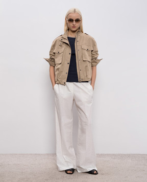 Brunello Cucinelli Синий топ в рубчик с цепочкой мониль MG902DO320