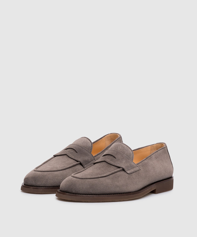 Brunello Cucinelli Серые замшевые лоферы MZUSOLE670 изображение 2