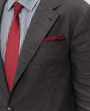 Brunello Cucinelli Бордовый платок-паше из шелка в полоску MI8740091