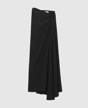 Alexander McQueen Чорна спідниця максі із шовку асиметричного крою 876822QBADT