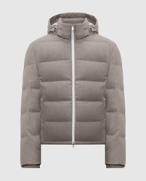 Brunello Cucinelli Сірий пуховик з кашеміру та шовку у візерунок MM4261826
