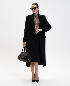 Alexander McQueen Чорне двобортне пальто з вовни 834064QKABM