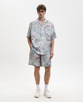 Off-White Голубые шорты в принт 44XCB092S26F004