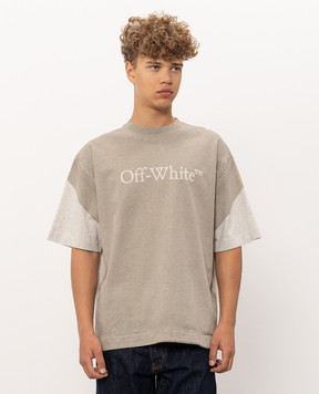 Off-White Сіра футболка з принтом логотипа 44MAA120F26J01D