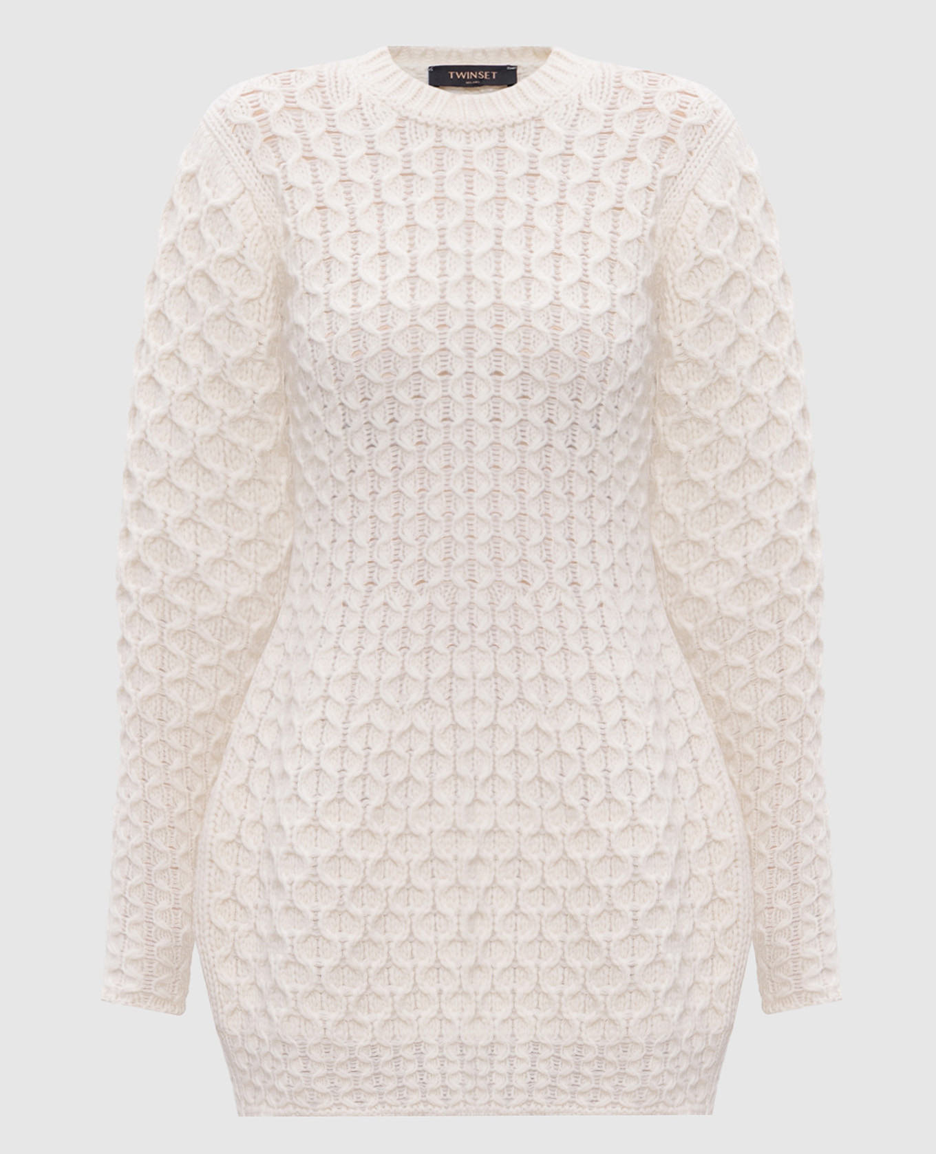 

Белое платье мини из шерсти и кашемира, Белый, Повседневные платья