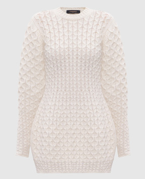 Twinset Белое платье мини из шерсти и кашемира 252TS3160