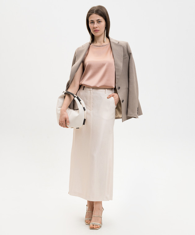 Peserico Рожевий топ із шовку з ланцюжком моніль E08893D02372 зображення 2