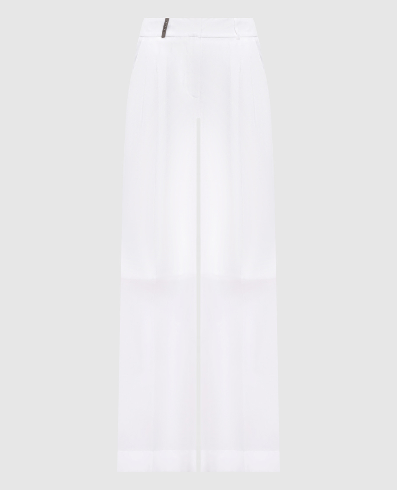 

Белые брюки с шелком с патчем, Белый, Широкие брюки