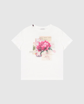 Dolce&Gabbana Детская белая футболка с цветочной вышивкой L5JTNKG7QUT36