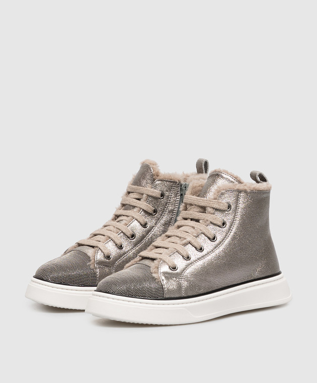 Brunello Cucinelli кожаные хайтопы на меху BZFAYZG409 изображение 2