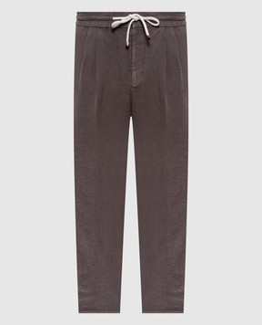 Brunello Cucinelli Коричневые брюки из льна M243DE1710