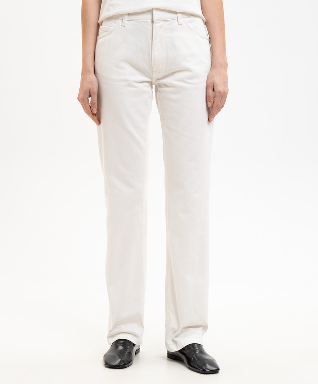 Maison Margiela MM6 Білі джинси з нашивкою логотипа S62LB0213M30071 зображення 3