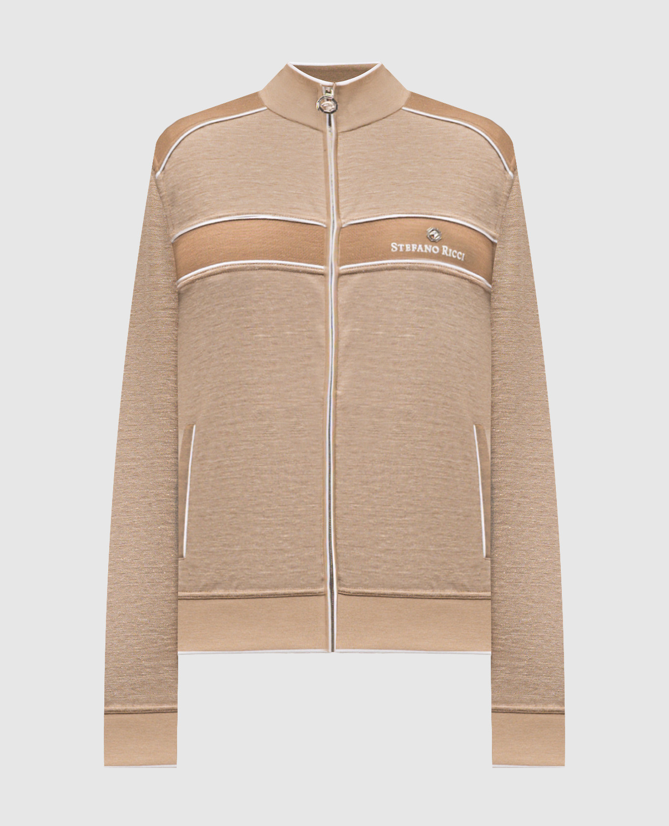 

Коричневая спортивная куртка из шелка и льна, Коричневый, Спортивные куртки