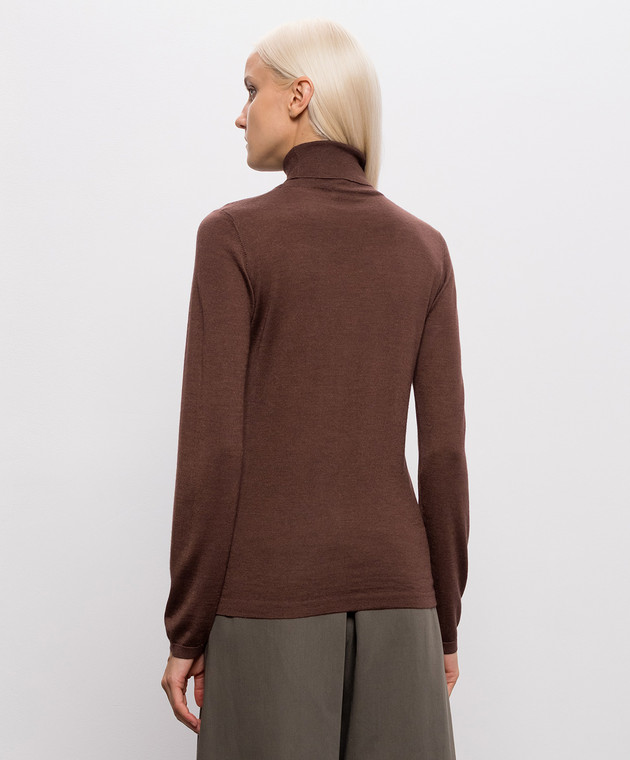 Brunello Cucinelli Коричневый гольф из кашемира и шелка M13800063 изображение 4