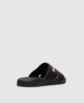 Balenciaga Чорні слайдери з фактурним логотипом 866163W0FPD
