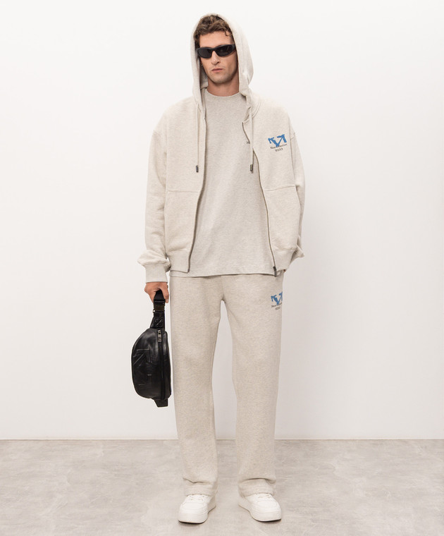 Off-White Серая меланжевая футболка Half Arrow 44MAA120F26J007 изображение 2