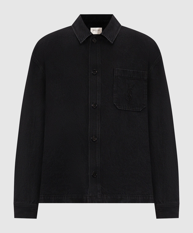 Saint Laurent Черная джинсовая куртка с вышивкой A007M4Y07YD
