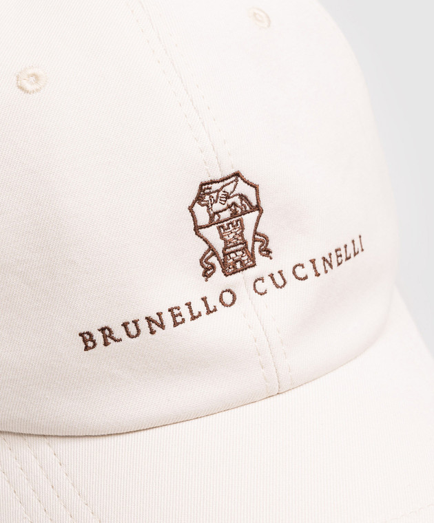 Brunello Cucinelli Кепка цвета айвори с вышивкой M252D9850 изображение 4