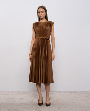 JOSEPH Коричневое платье-плиссе Volta JF009603