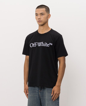 Off-White Чорна футболка з фактурним логотипом 44MAA16MF26J005