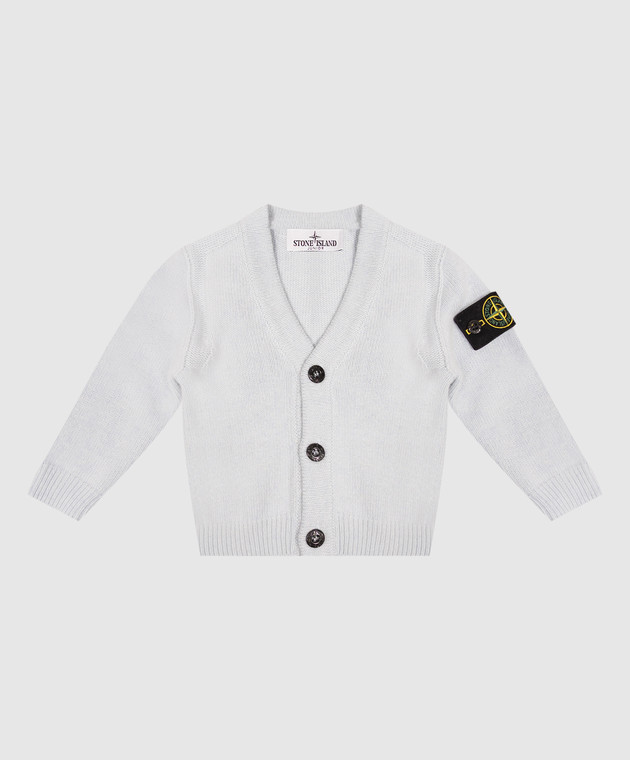 Stone Island Детский голубой комплект из кардигана, шапки и пледа с шерстью и кашемиром L2S16M200001S0M10 изображение 2