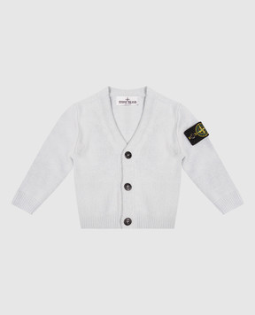 Stone Island Детский голубой комплект из кардигана, шапки и пледа с шерстью и кашемиром L2S16M200001S0M10