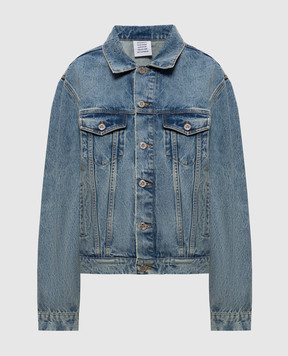 Vetements Голубая джинсовая куртка с эффектом потертости MH27DJ071LB