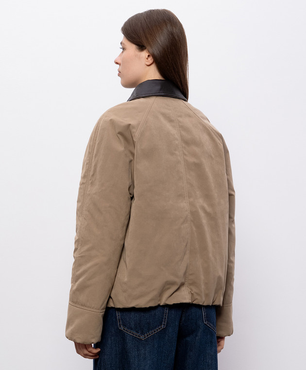 Brunello Cucinelli Пухова куртка бежевого кольору з ланцюжком моніль MG5457551P зображення 4