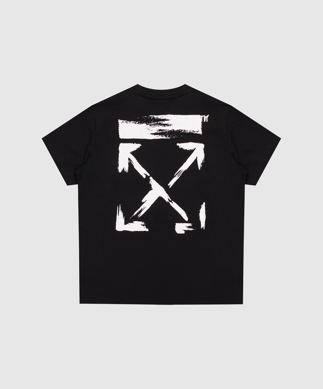 Off-White Детская черная футболка с принтом логотипа 44BAA002S26J006 изображение 2