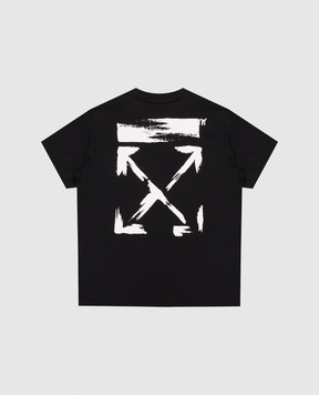 Off-White Дитяча чорна футболка з принтом логотипа 44BAA002S26J006