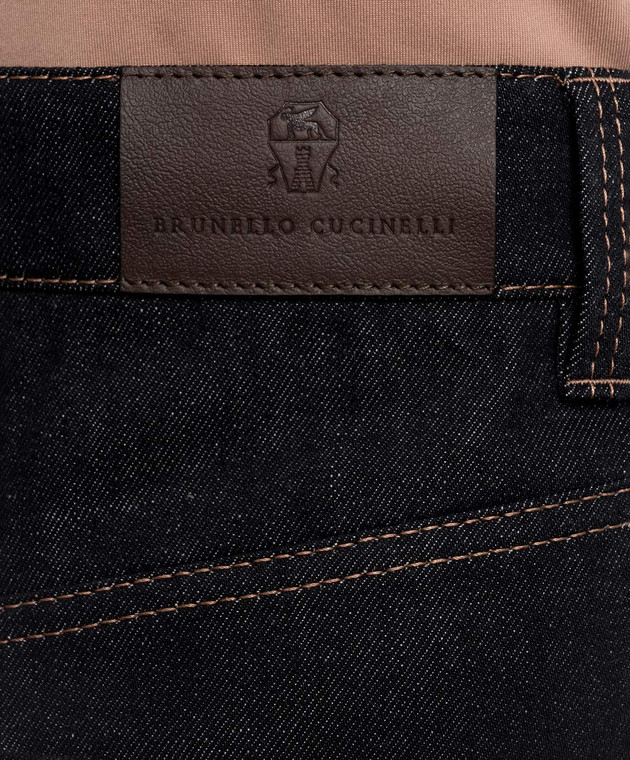 Brunello Cucinelli Темно-сині джинси з патчем логотипа ML134P4021 зображення 5
