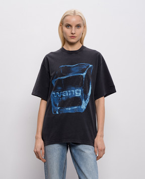 Alexander Wang Чорна футболка Crystal Graphic з кристалами UCC2261990