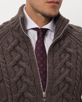 Brunello Cucinelli Бордовый галстук из шелка в узор MI8850018