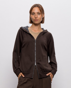 Brunello Cucinelli Коричневая спортивная куртка с цепочкой мониль MP828SM606