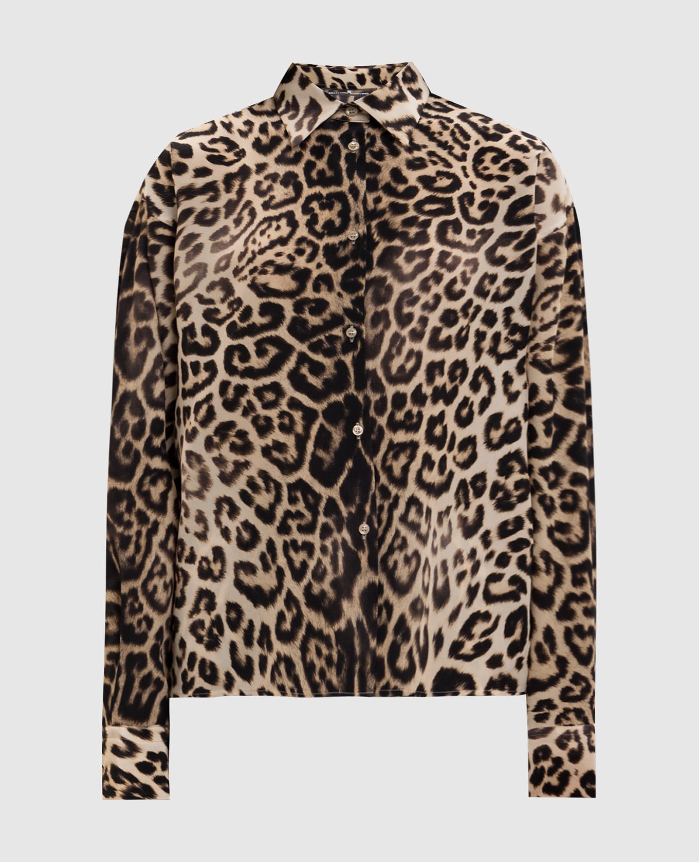 Бежевая блуза из шелка в принт