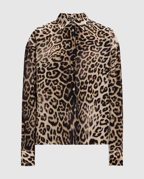 Ermanno Scervino Бежевая блуза из шелка в принт D482K386YLI