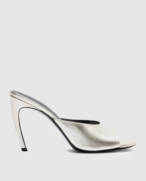 The Attico Серебристые кожаные мюли 260WSH00886LBT112AA