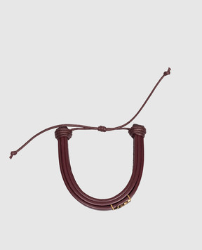 Saint Laurent Бордовый кожаный браслет CASSANDRE 820441AAF94