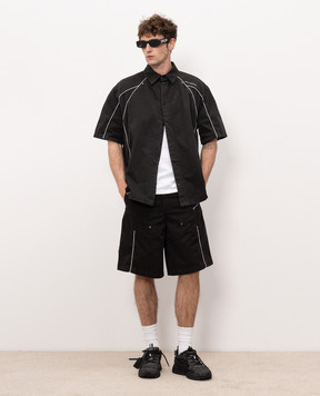 Off-White Черные джинсовые шорты с контрастным логотипом 44XCS006S26F001