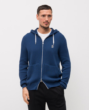 Brunello Cucinelli Синяя спортивная куртка с вышивкой логотипа эмблемы M29200416G