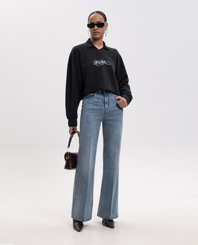 Off-White Чорний світшот з коміром-поло 2FE00633T