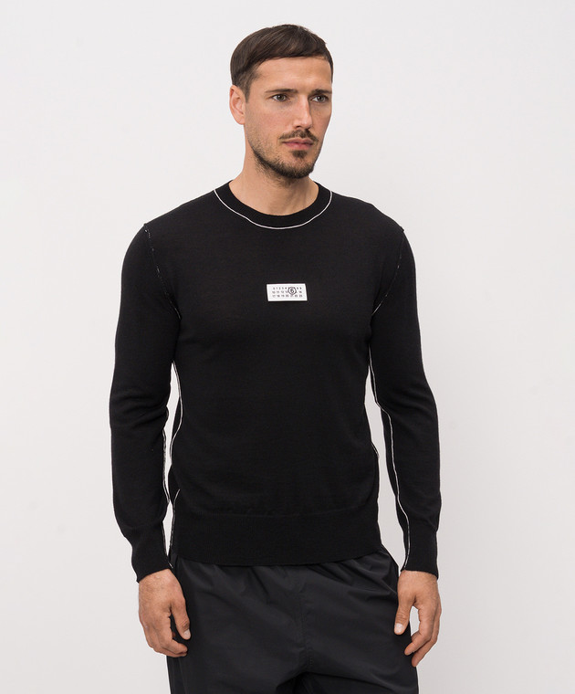 Maison Margiela MM6 Чорний джемпер з вовною з ефектом вивороту SH0HL0017M13037 зображення 3