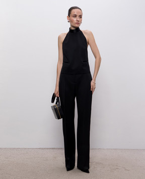 Alexander McQueen Чорний топ з вовни з відкритою спиною 865421QJAAC