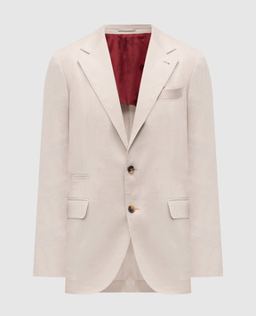 Brunello Cucinelli Бежевый пиджак из льна, шерсти и мохера MZ4067BTD