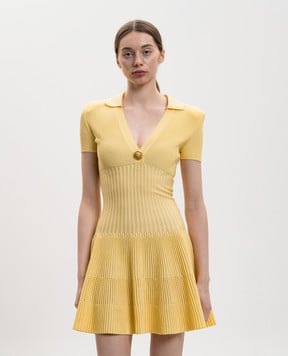 Balmain Желтое платье в рубчик GF1R7153KJ30